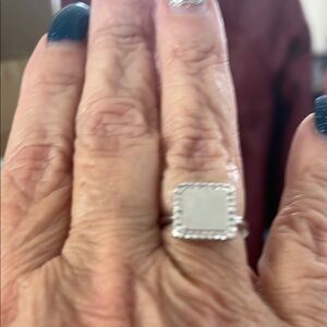 Elegant Silver Square Ring with czs adjustable